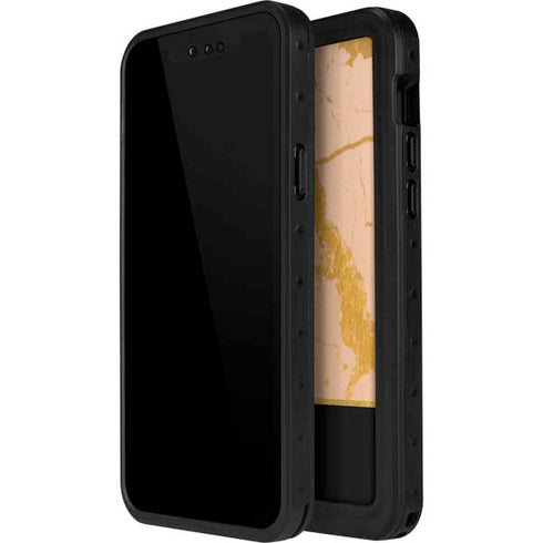 Pink Gold and Black Marble iPhone 15 Plus Waterproof Case